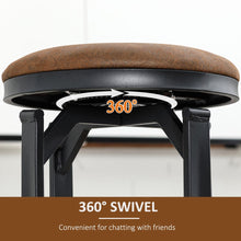 Load image into Gallery viewer, Retro Comfort: Set of 2 Microfiber Bar Stools with Swivel Steel Legs
