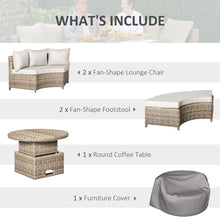 Load image into Gallery viewer, Versatile 8-Seater Rattan Daybed with Adjustable Table &amp; Cozy Olefin Cushions
