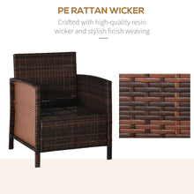 Load image into Gallery viewer, Cozy 2-Seater Rattan Patio Bistro Set with Cushions &amp; Stylish Bolster - Brown
