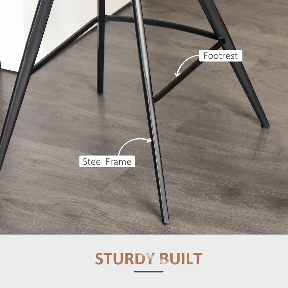 Retro-Chic HOMCOM Set of 2 Padded Bar Stools with Steel Frame - Brown