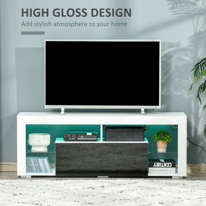 HOMCOM 140cm High Gloss TV Stand with RGB LED Lighting & Ample Storage
