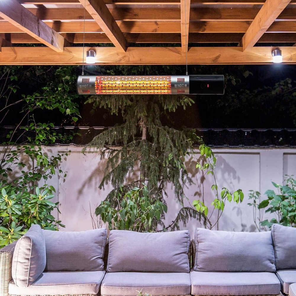 1500W Wall-Mounted Electric Halogen Heater with Remote for Outdoor Comfort