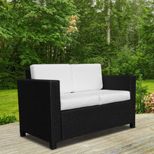 Load image into Gallery viewer, Outsunny Black Rattan 2-Seater Loveseat Sofa - Ultimate Outdoor Comfort
