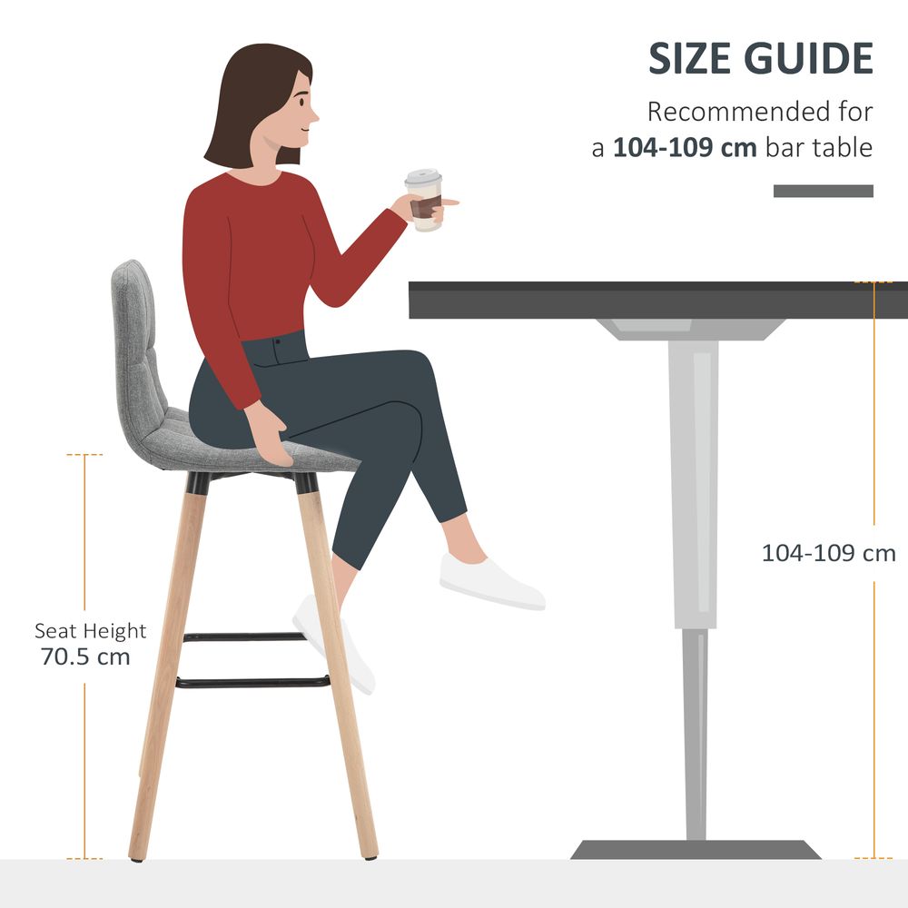 Elegant Grey Armless Bar Stool Set of 2 - Tufted Comfort for Your Kitchen!