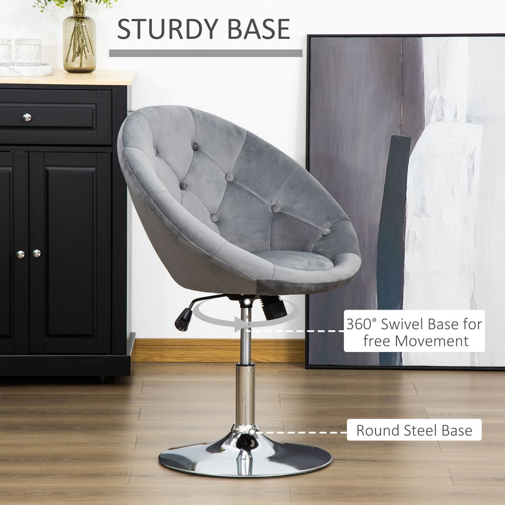Retro Adjustable Swivel Bar Stool - Stylish Armless Tub Chair in Grey