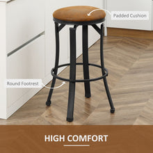 Load image into Gallery viewer, Retro Comfort: Set of 2 Microfiber Bar Stools with Swivel Steel Legs
