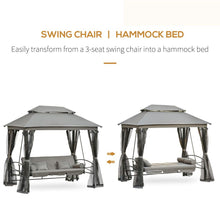 Load image into Gallery viewer, Transformative 3-Seater Swing Chair Hammock with Canopy &amp; Cushions - Grey
