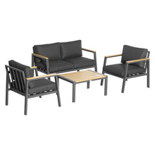 Load image into Gallery viewer, Stylish 4-Piece Grey Garden Sofa Set with Cozy Cushions &amp; Modern Coffee Table
