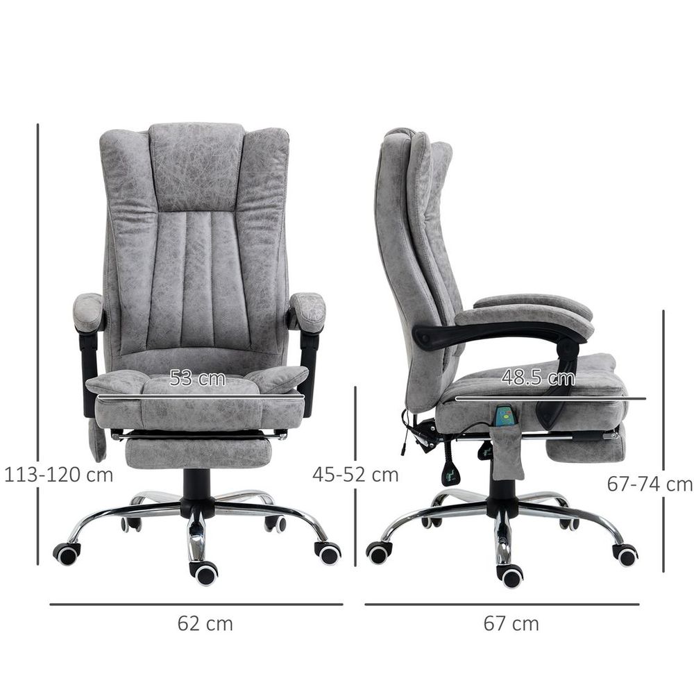 RevivePro 6-Point Heated Massage Office Chair - Grey Microfibre Comfort