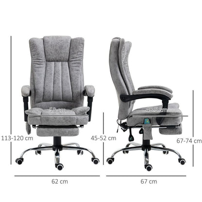 RevivePro 6-Point Heated Massage Office Chair - Grey Microfibre Comfort