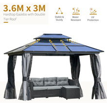 Load image into Gallery viewer, Spacious 3.6x3m Hardtop Gazebo with Steel Frame &amp; Insect-Proof Netting
