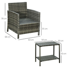 Load image into Gallery viewer, Outsunny 2-Piece Rattan Lounge Set with Cushions &amp; Stylish Side Table
