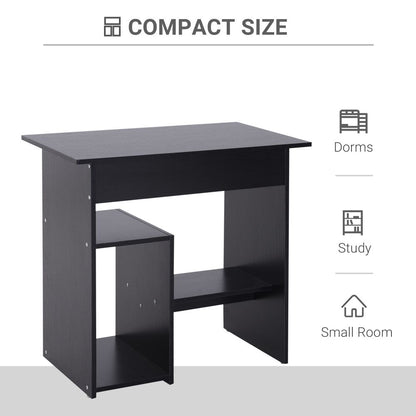 Compact Black Computer Desk with Keyboard Tray & Open Storage - 73.5cm