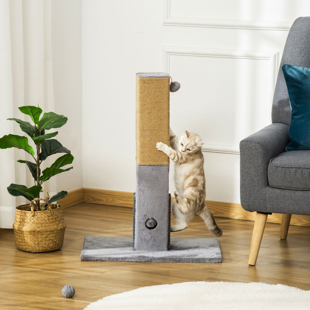 Ultimate Cat Scratching Post & Activity Centre - 79cm Grey Climber with Toys