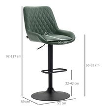Load image into Gallery viewer, Stylish Adjustable Green Bar Stools Set of 2 - 360° Swivel &amp; Comfort
