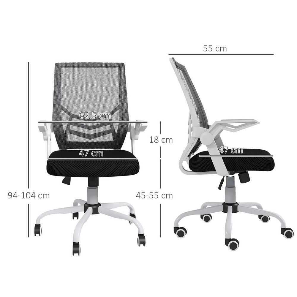 Vinsetto Ergonomic Mesh Office Chair with Lumbar Support - Black Swivel Comfort