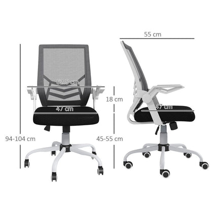 Vinsetto Ergonomic Mesh Office Chair with Lumbar Support - Black Swivel Comfort