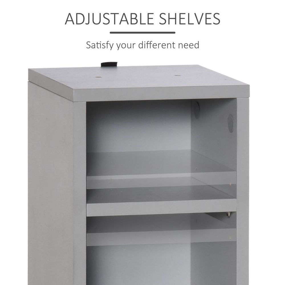 Dual Adjustable CD Media Tower Rack - Stylish Grey Storage Solution