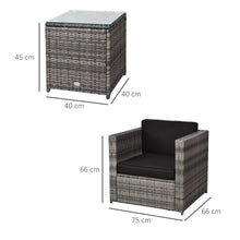 Load image into Gallery viewer, Outsunny Grey Rattan Sofa Set: Stylish 2-Seater with Cushions &amp; Glass Table
