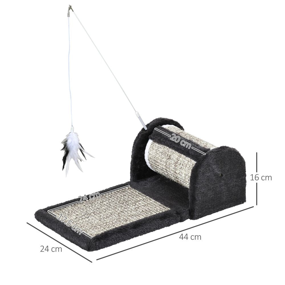 Ultimate Cat Scratcher & Play Mat with Roller Feather Teaser for Happy Kittens!