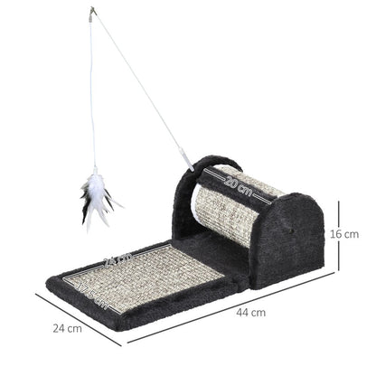 Ultimate Cat Scratcher & Play Mat with Roller Feather Teaser for Happy Kittens!