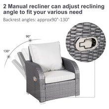 Load image into Gallery viewer, Luxurious 7-Seater Grey Rattan Garden Furniture Set with Reclining Armchairs
