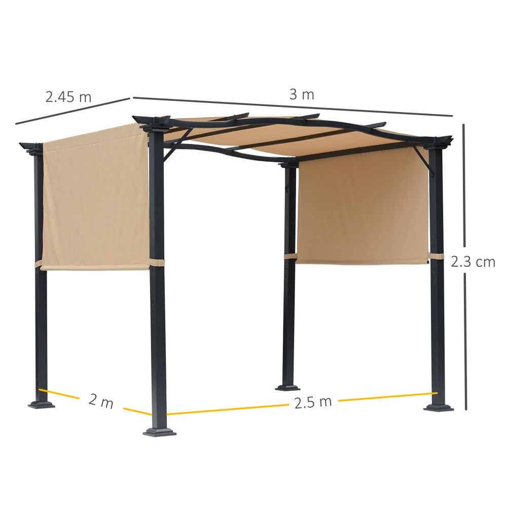 Adjustable Khaki Retractable Pergola Gazebo – Ultimate Outdoor Sun Control