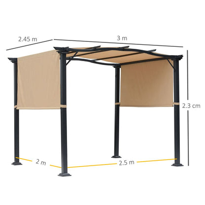Adjustable Khaki Retractable Pergola Gazebo – Ultimate Outdoor Sun Control