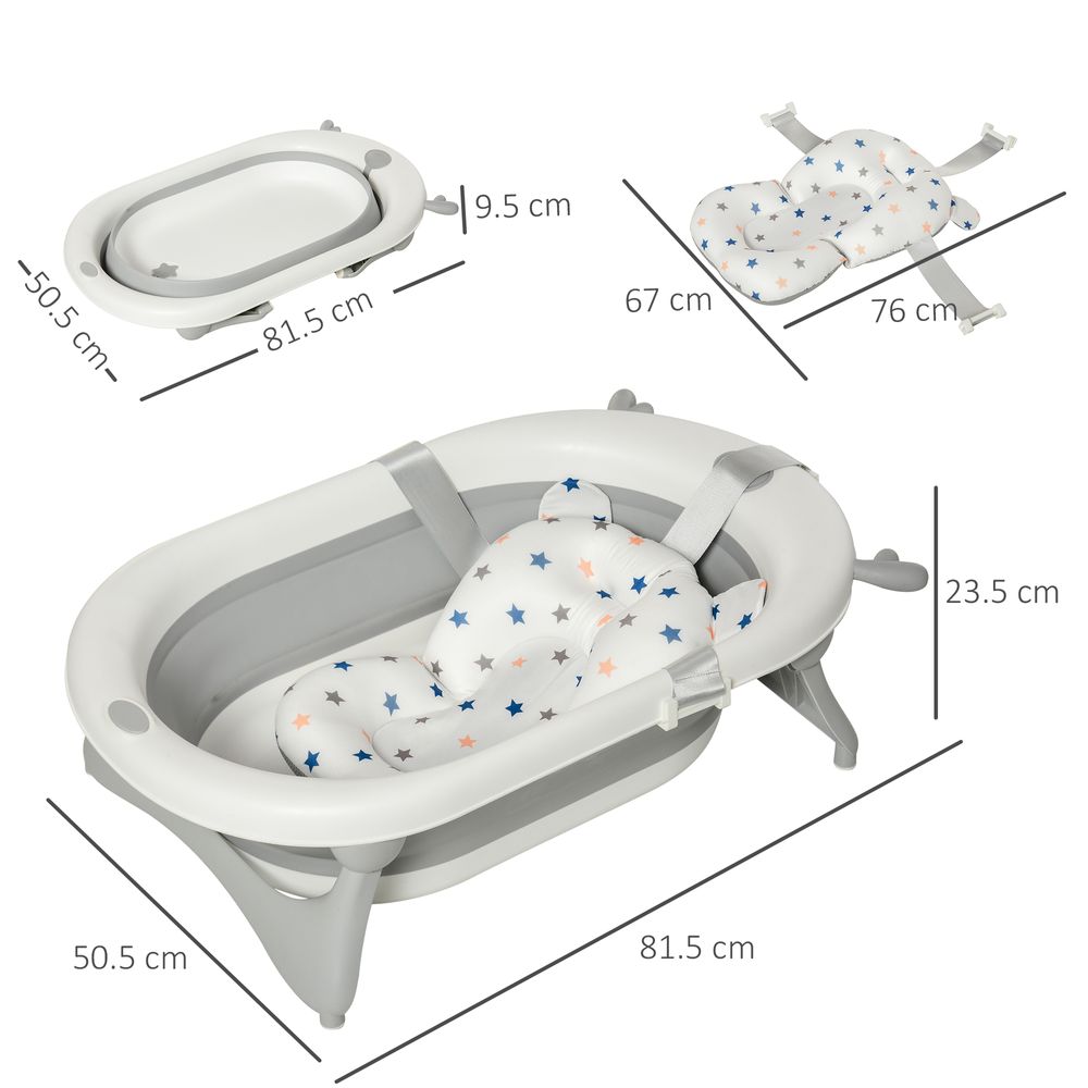 Safety First: Ergonomic Foldable Baby Bath Tub with Temperature Warning Plug