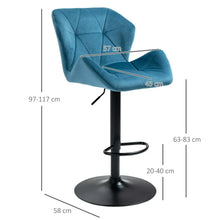 Load image into Gallery viewer, Elegant Velvet Bar Stools Set of 2 – Stylish Metal Frame, Luxurious Comfort
