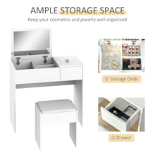 Load image into Gallery viewer, Elegant White Vanity Set with Padded Stool - Stylish &amp; Space-Saving Solution!
