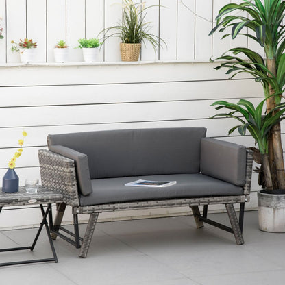 Convertible Rattan Daybed Sofa with Cushions - Perfect for Outdoor Relaxation