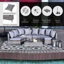 Load image into Gallery viewer, Cozy 4-Seater Half Moon Rattan Garden Furniture Set - Grey Elegance
