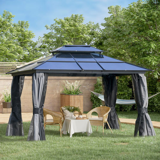 Spacious 3.6x3m Hardtop Gazebo with Steel Frame & Insect-Proof Netting