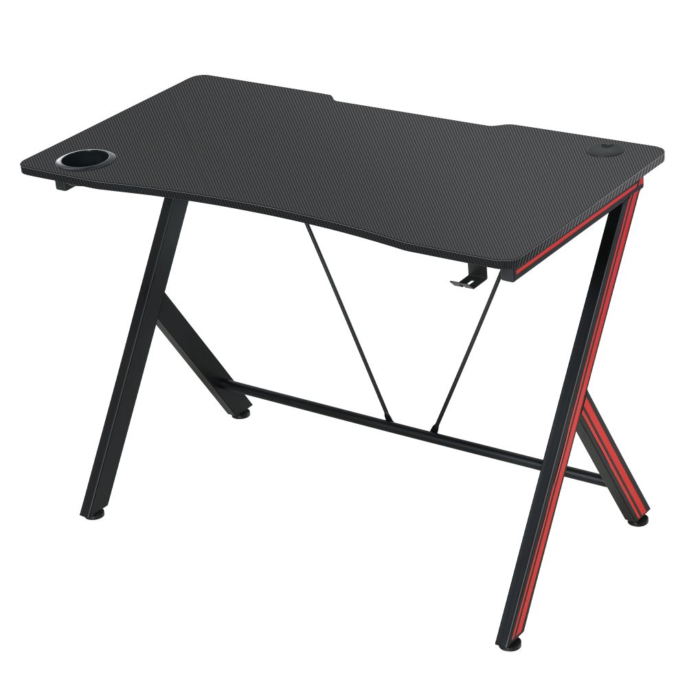 Gaming Computer Desk Writing Table Curved Front w/ Headphone Hook