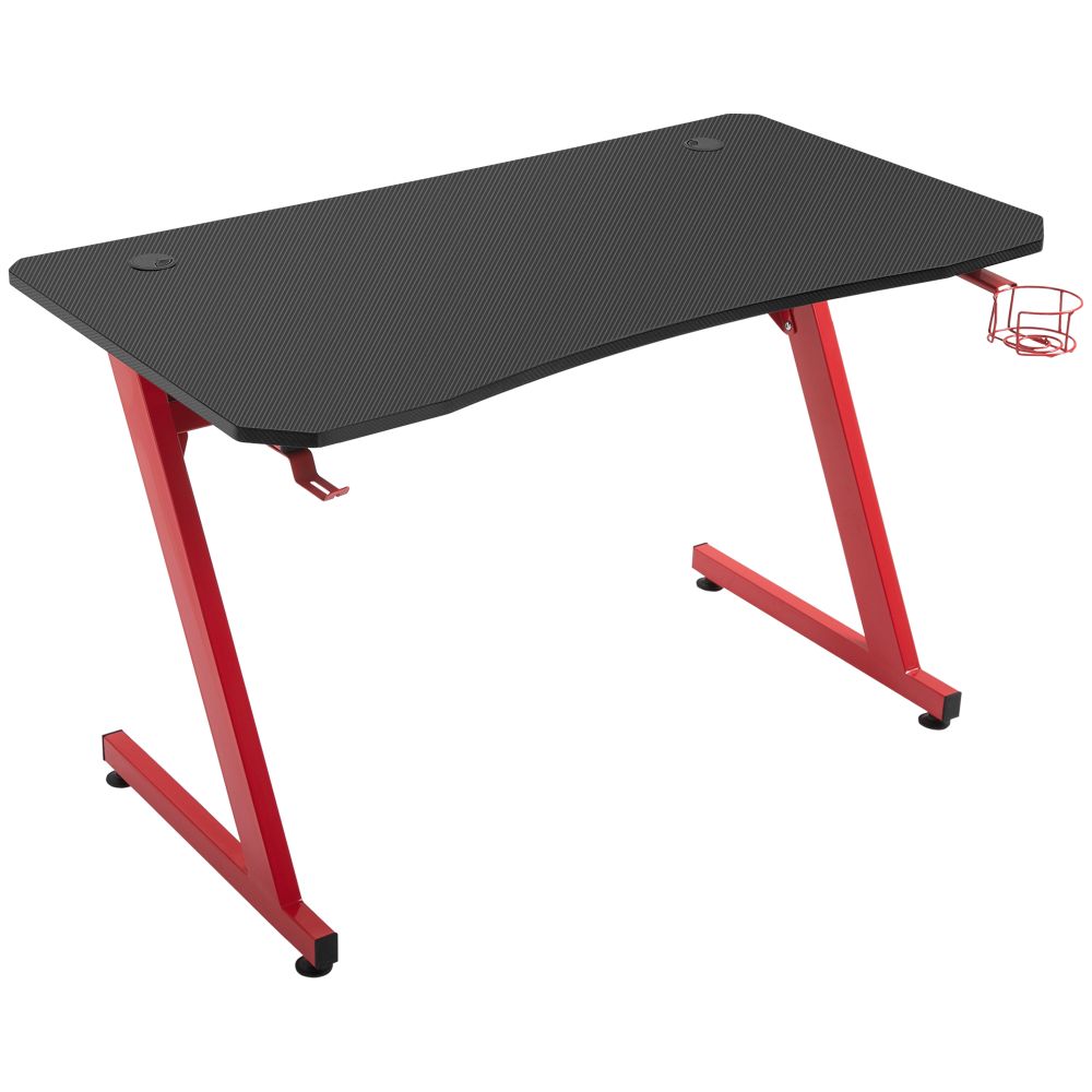 Ultimate Gaming Desk: Steel Frame, Cup Holder, Adjustable Feet & Cable Organizer