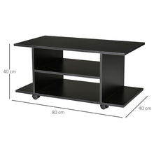 Load image into Gallery viewer, Versatile Mobile TV Stand &amp; Bookshelf - Sleek Black with Easy Mobility

