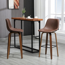 Load image into Gallery viewer, Retro Charm: HOMCOM Set of 2 Mid-Back Bar Stools with Wood Legs, Brown
