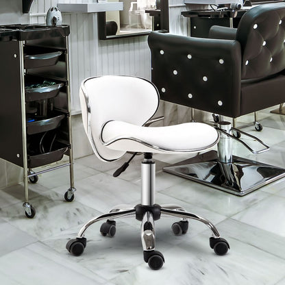 Elegant Rolling Salon Technician Stool with Comfort Cushion & Stylish Chrome Base
