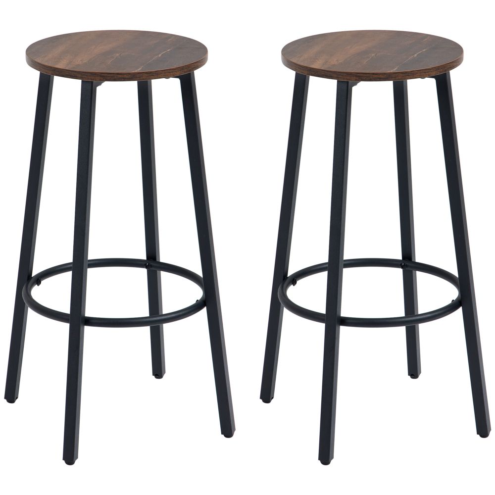 Industrial Chic Bar Stools Set of 2 - Perfect for Kitchen & Dining Spaces!