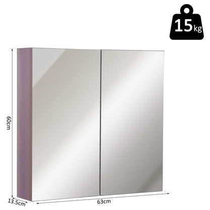Stylish Kleankin Double Door Wall-Mount Bathroom Mirror Cabinet with Storage