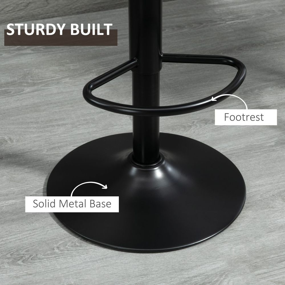 Retro Microfibre Tub Bar Stools - Set of 2 with Adjustable Metal Frames