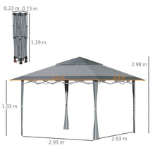Load image into Gallery viewer, 4x m Dark Grey Pop-Up Gazebo with Double Roof – Steel Frame &amp; Roller Bag
