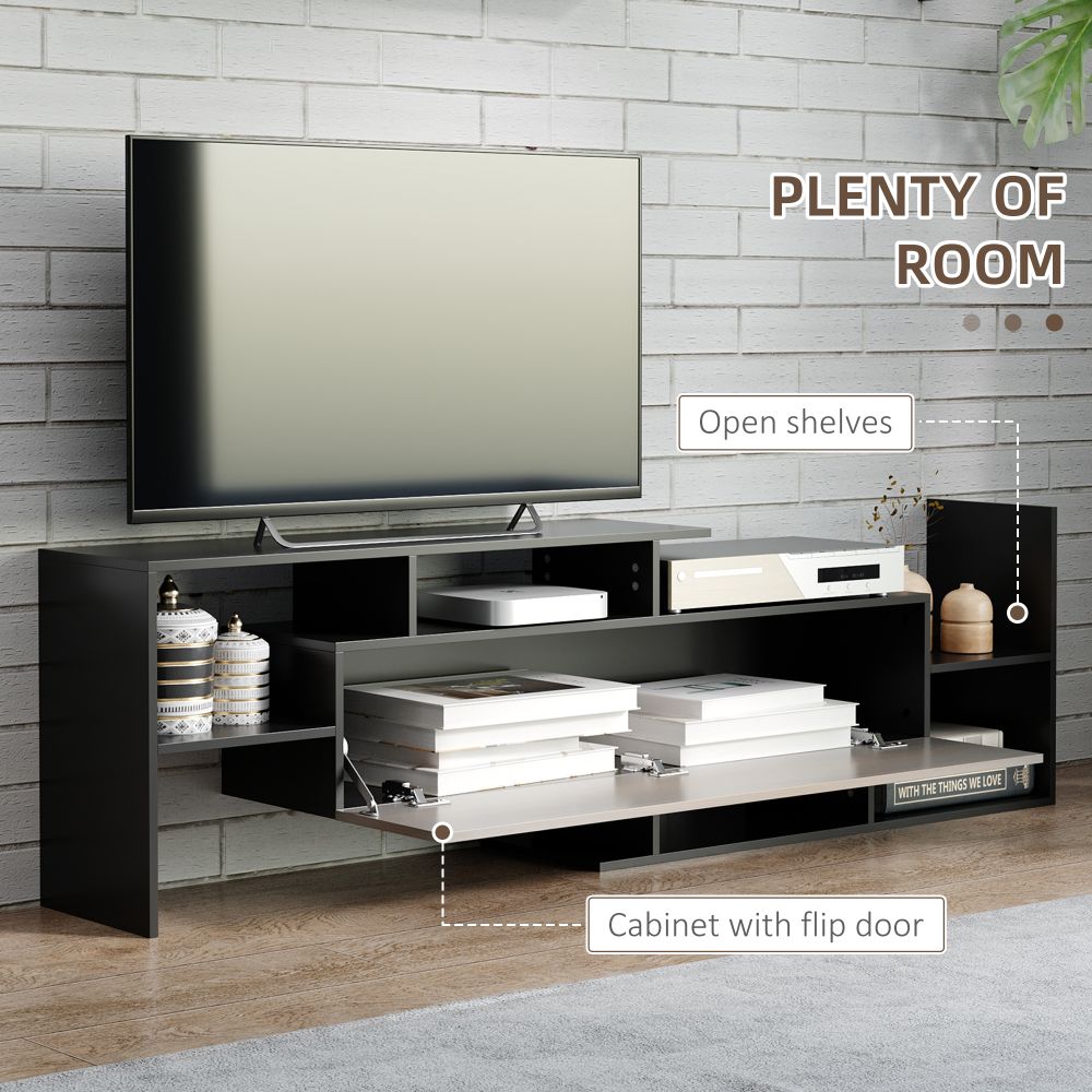 Modern HOMCOM TV Cabinet & Floating Shelf Set - Stylish Black & Brown Design