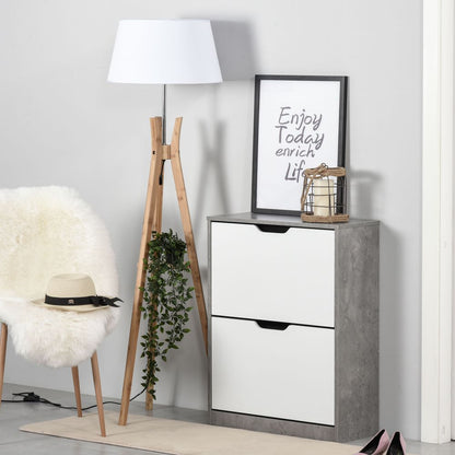 Stylish Two-Drawer Shoe Cabinet with Adjustable Shelves - Perfect Home Organizer