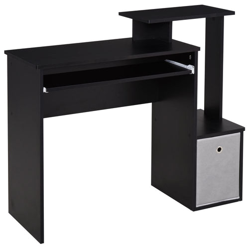 Unique Black Computer Desk with Sliding Keyboard Tray & Storage Solutions