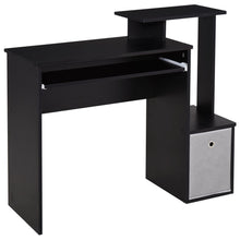 Load image into Gallery viewer, Unique Black Computer Desk with Sliding Keyboard Tray &amp; Storage Solutions
