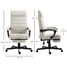 Load image into Gallery viewer, Elegant White High-Back Reclining Office Chair with Footrest - Comfort &amp; Style
