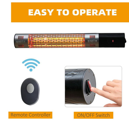 1500W Wall-Mounted Electric Halogen Heater with Remote for Outdoor Comfort