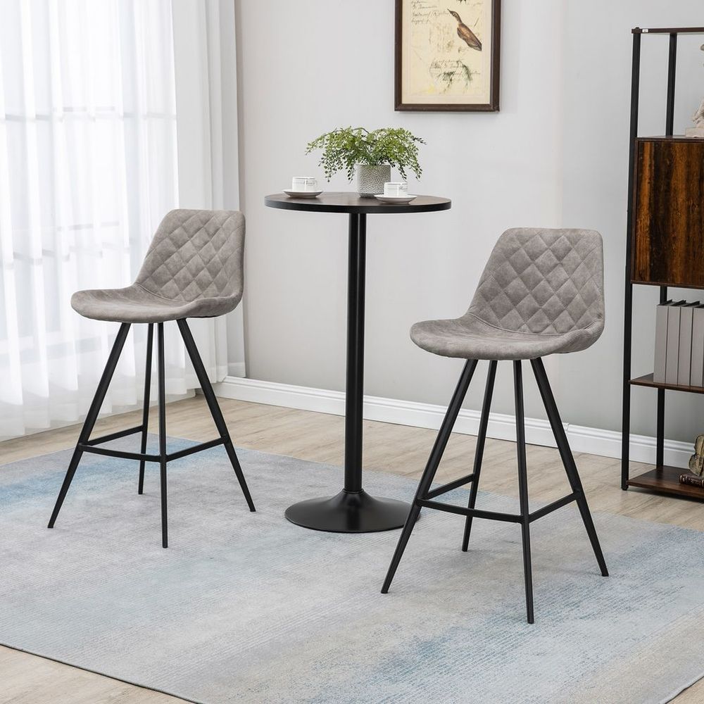 HOMCOM Vintage Microfiber Bar Stool Set - Retro Comfort & Style Duo